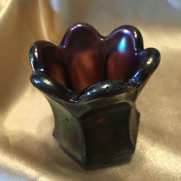 Vintage Amethyst Carnival Glass Toothpick Holder - Picture 2 of 16